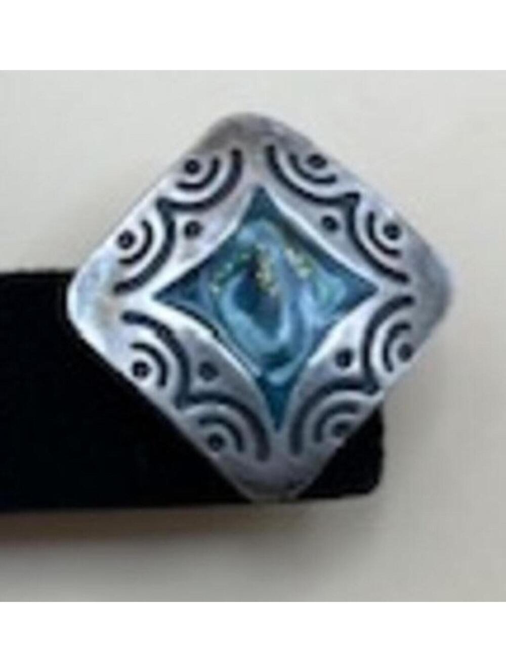 Vintage NewPro Blue and Silver Geometric Stud Earrings